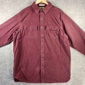 LL Bean Chamois Cloth Flannel Shirt Mens XL Tall Burgundy Red Traditional Fit